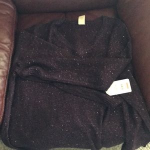 V-Neck Purple Sparkly Sweater